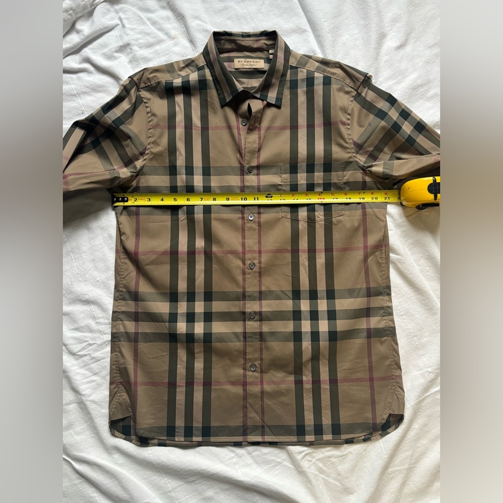 Men's Tan Plaid dress shirt - Picture 14 of 15